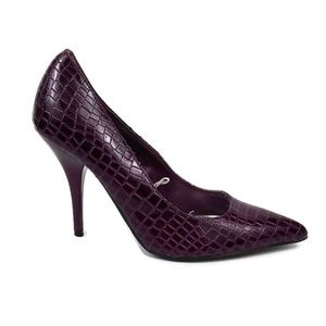 Dollhouse Stiletto Heels Purple Snakeskin Print Size 6